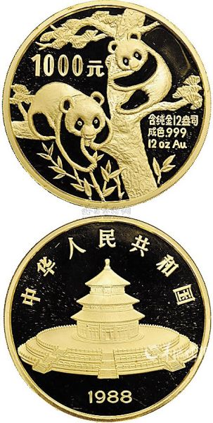 ctrl+鼠标滚轮缩放 在中国嘉德2011春季邮品钱币铜镜专场拍卖会上,1枚1988年发行、12盎司、面额仅1000元的熊猫金币,拍出了20.7万元的天价